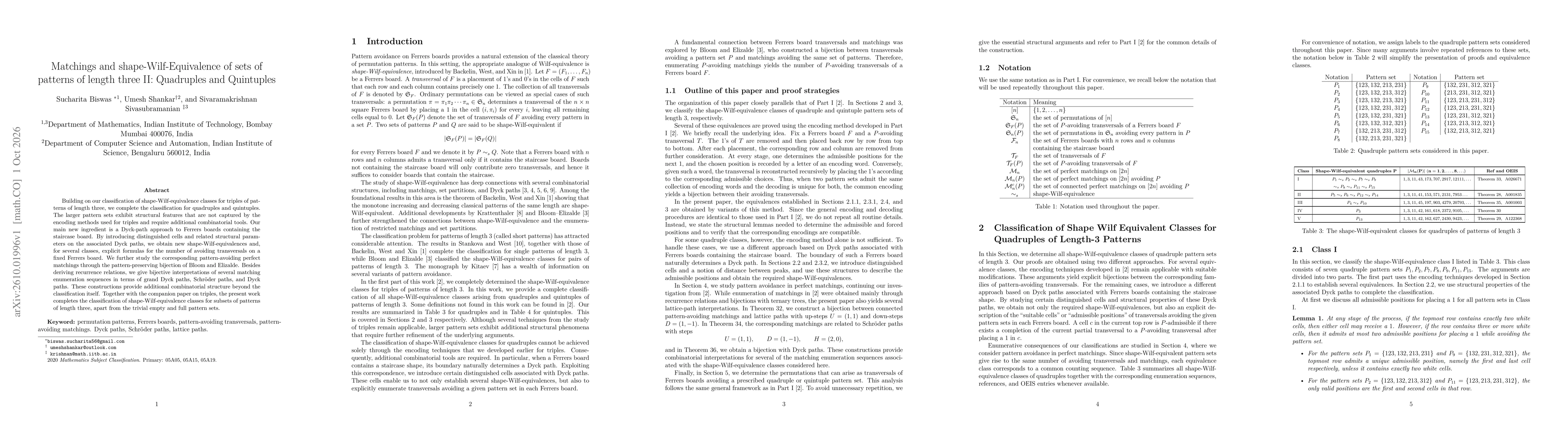 Thumbnail for Matchings and shape-Wilf-Equivalence of sets of patterns of length three II: Quadruples and Quintuples