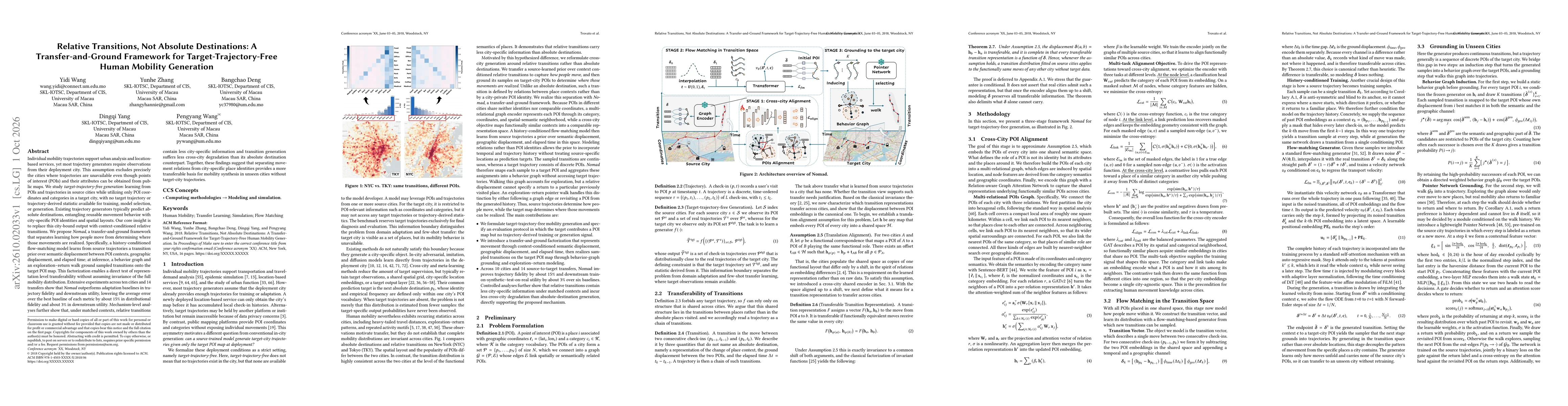 Thumbnail for Relative Transitions, Not Absolute Destinations: A Transfer-and-Ground Framework for Target-Trajectory-Free Human Mobility Generation