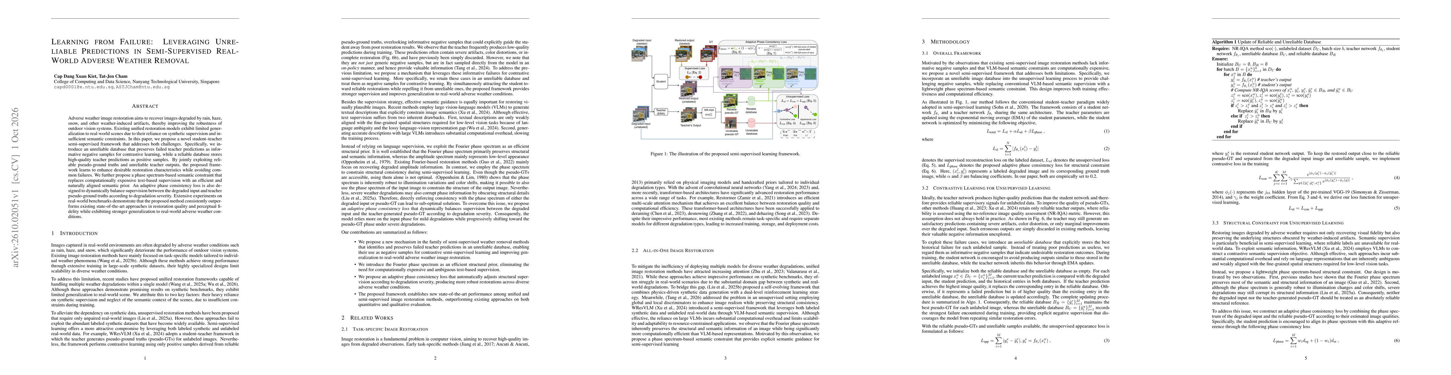 Thumbnail for Learning from Failure: Leveraging Unreliable Predictions in Semi-Supervised Real-World Adverse Weather Removal
