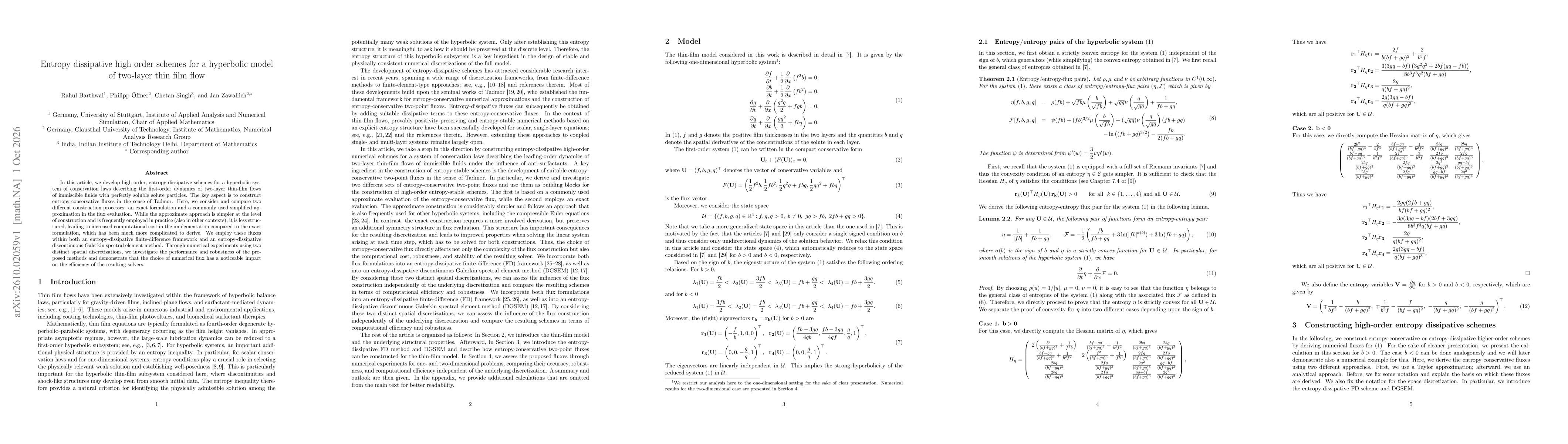 Thumbnail for Entropy dissipative high order schemes for a hyperbolic model of two-layer thin film flow