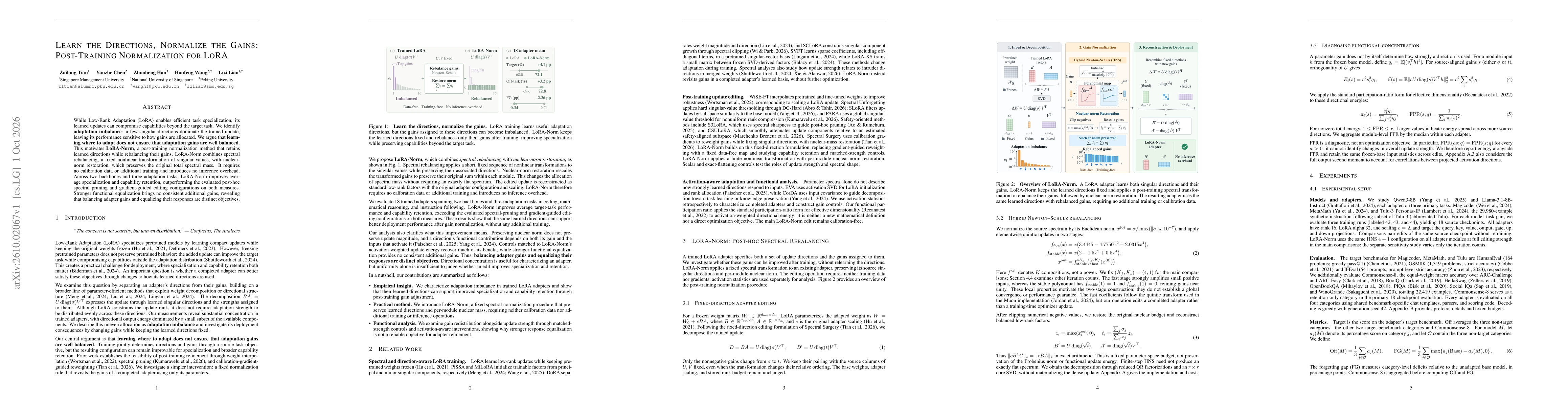 Thumbnail for Learn the Directions, Normalize the Gains: Post-Training Normalization for LoRA