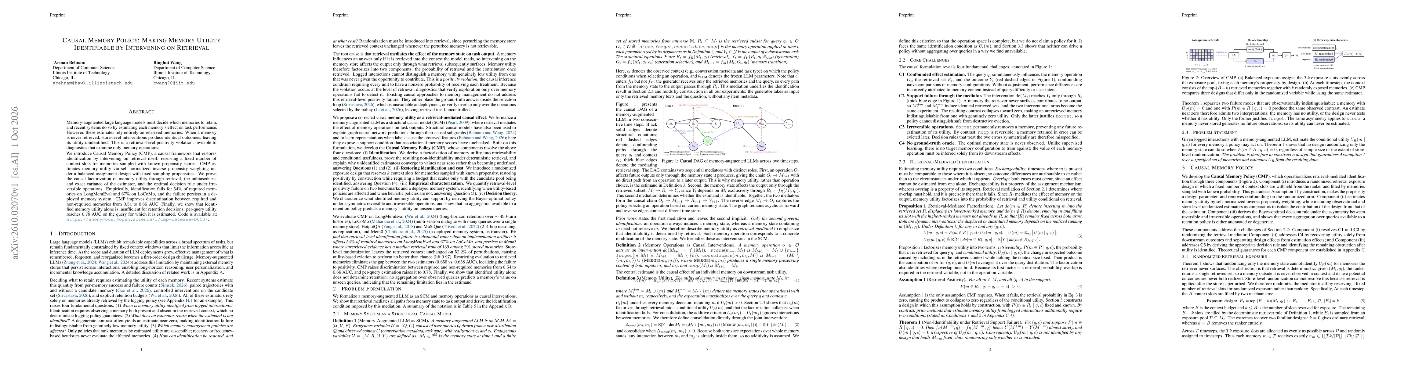 Thumbnail for Causal Memory Policy: Making Memory Utility Identifiable by Intervening on Retrieval