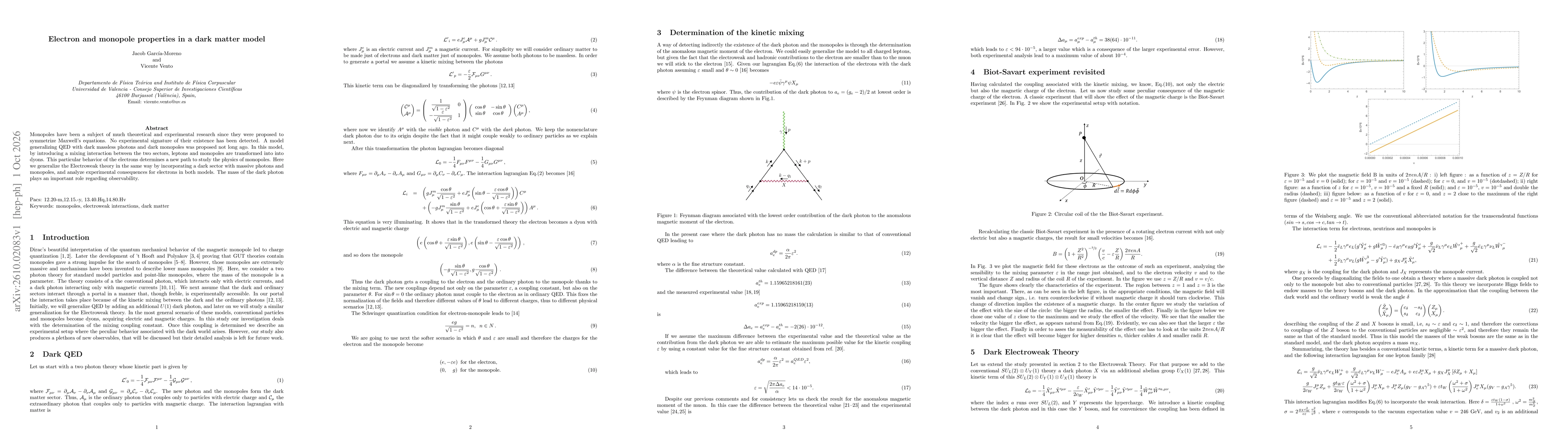 Thumbnail for Electron and monopole properties in a dark matter model