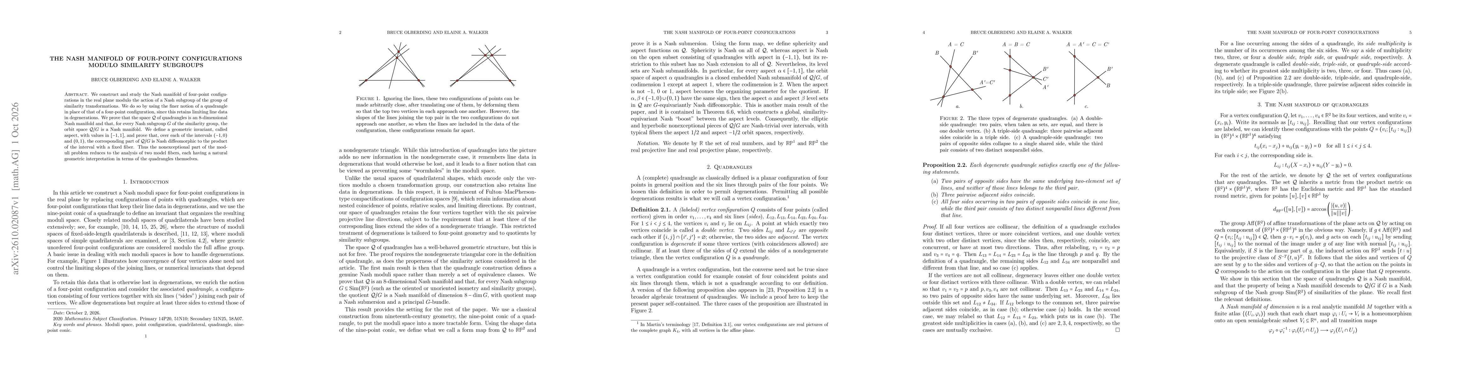 Thumbnail for The Nash manifold of four-point configurations modulo similarity subgroups