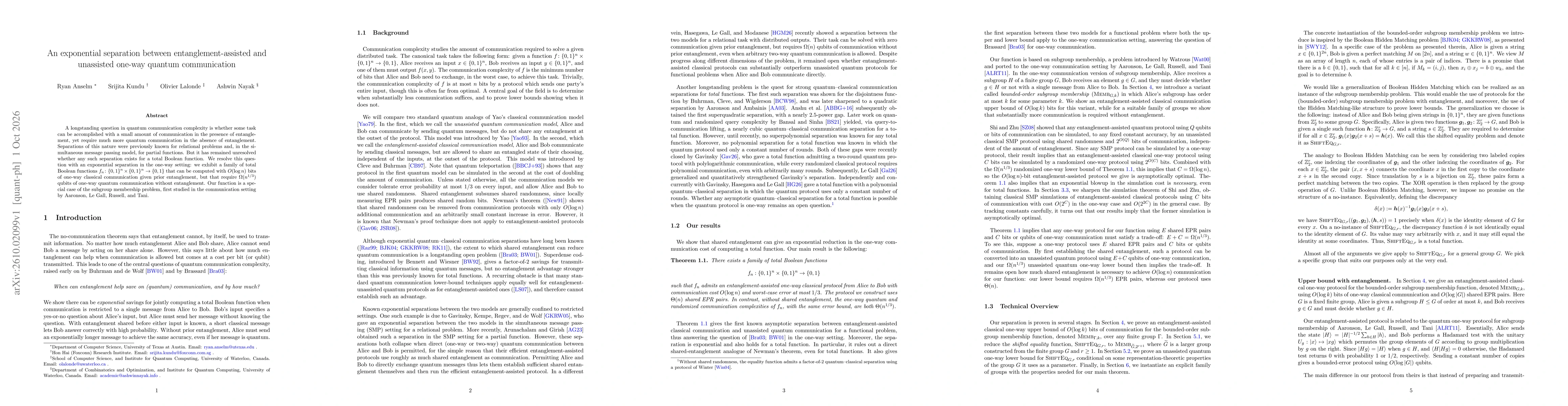 Thumbnail for An exponential separation between entanglement-assisted and unassisted one-way quantum communication