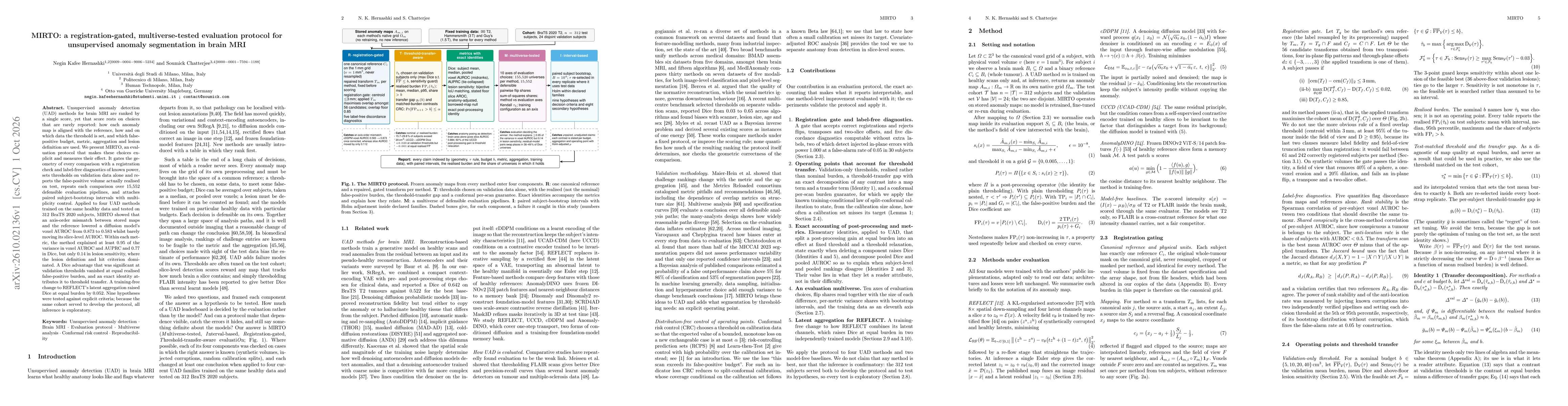 Thumbnail for MIRTO: a registration-gated, multiverse-tested evaluation protocol for unsupervised anomaly segmentation in brain MRI