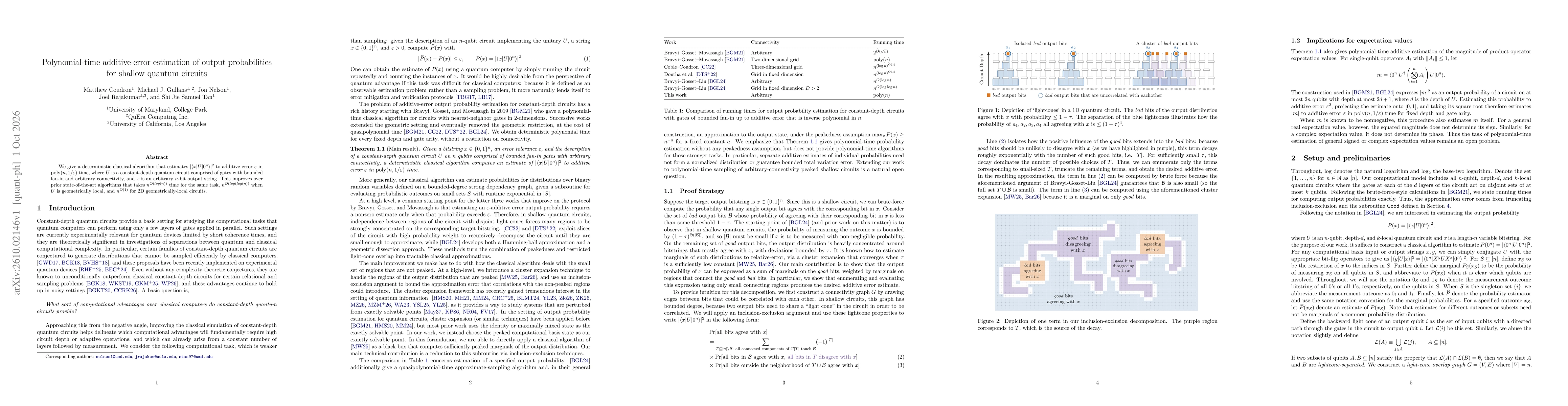 Thumbnail for Polynomial-time additive-error estimation of output probabilities for shallow quantum circuits