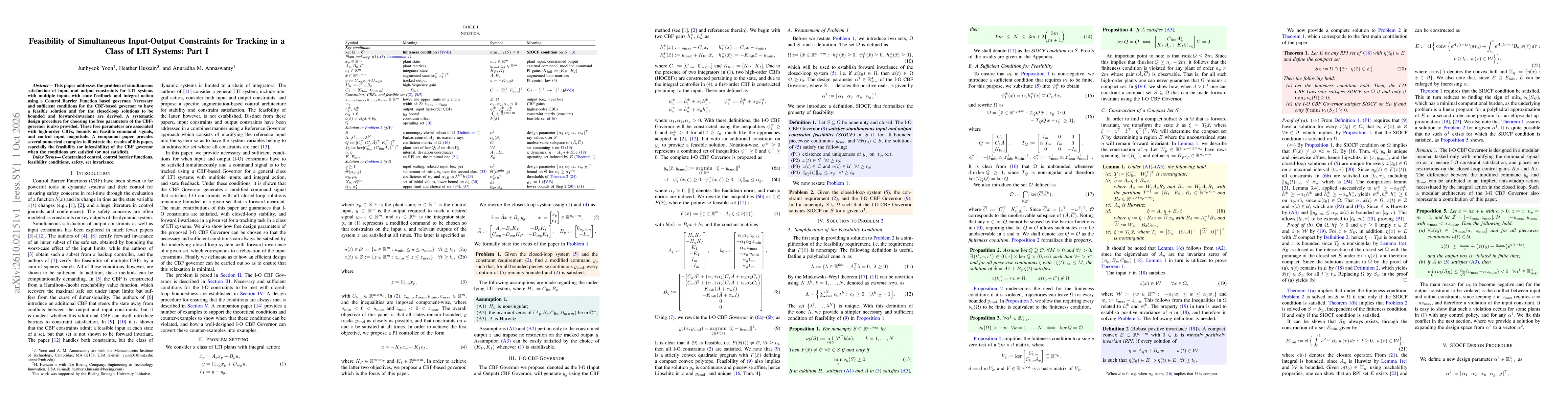 Thumbnail for Feasibility of Simultaneous Input-Output Constraints for Tracking in a Class of LTI Systems: Part I
