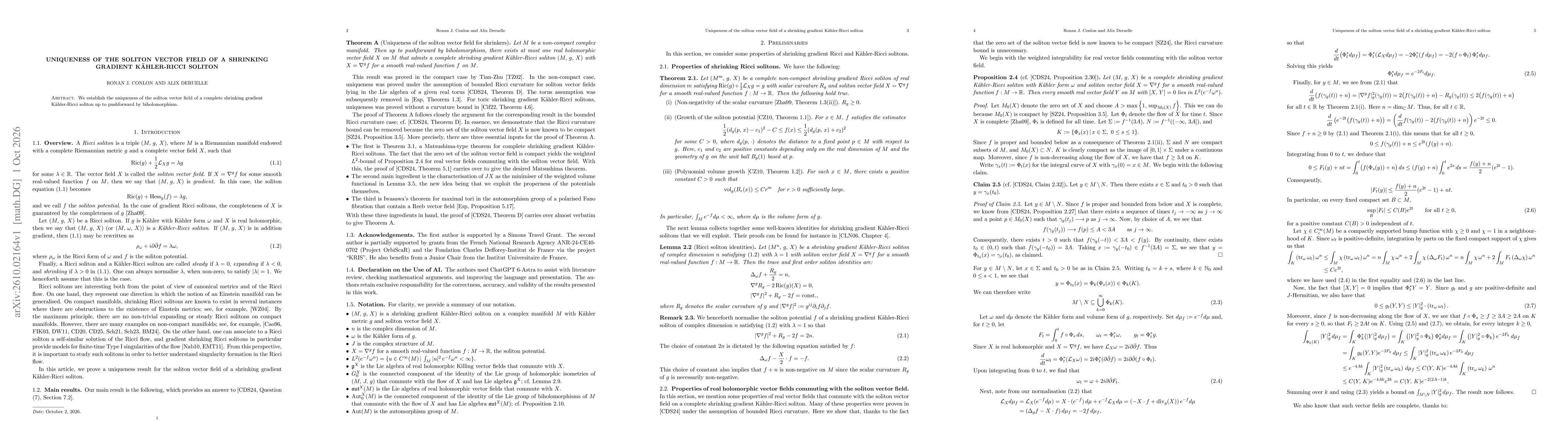 Thumbnail for Uniqueness of the soliton vector field of a shrinking gradient Kähler-Ricci soliton