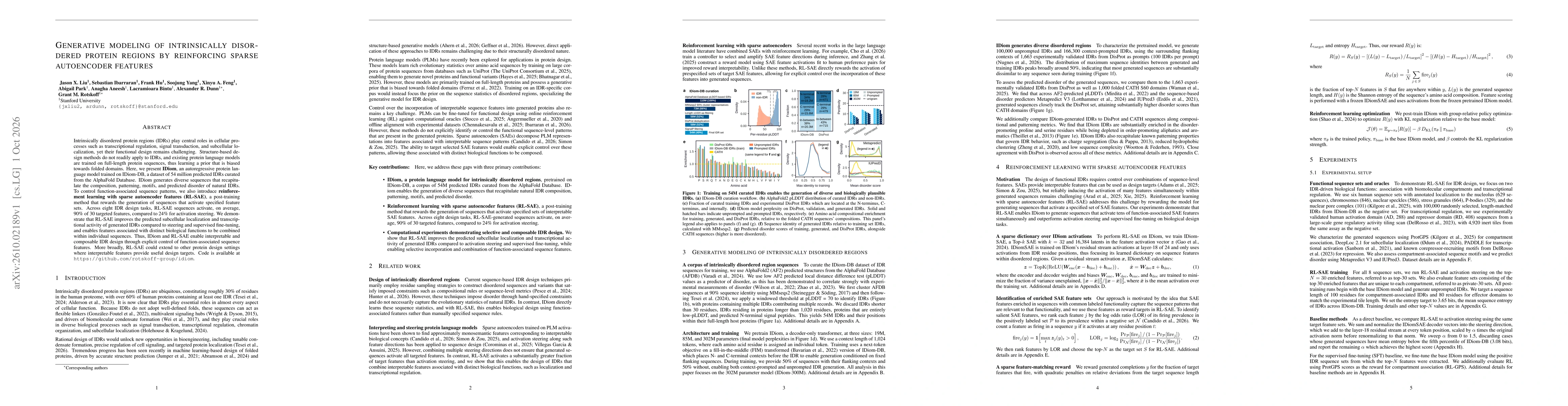 Thumbnail for Generative modeling of intrinsically disordered protein regions by reinforcing sparse autoencoder features