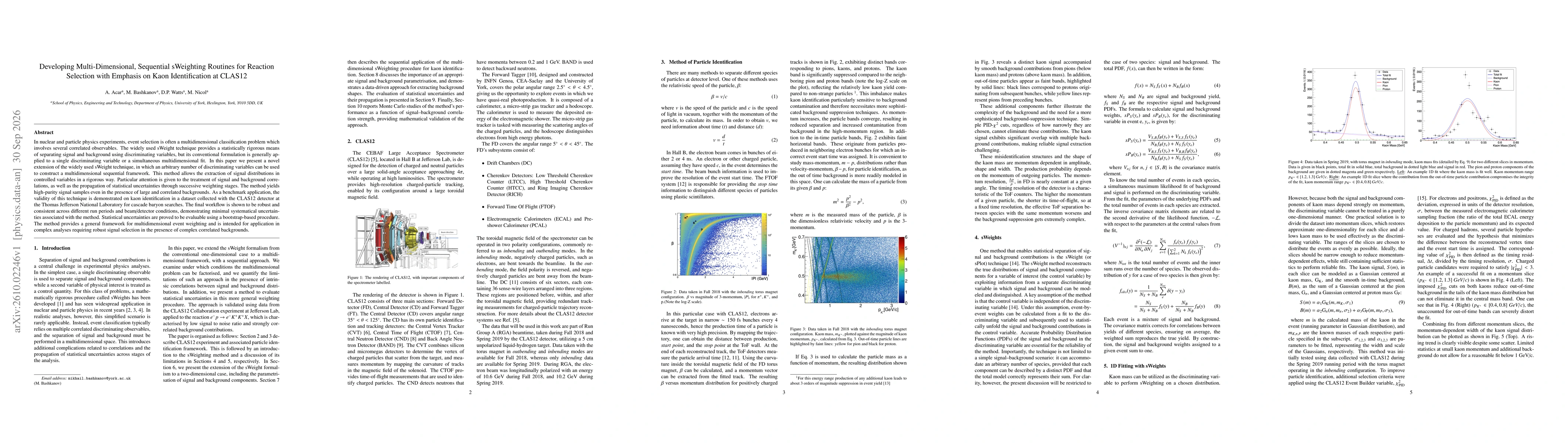 Thumbnail for Developing Multi-Dimensional, Sequential sWeighting Routines for Reaction Selection with Emphasis on Kaon Identification at CLAS12