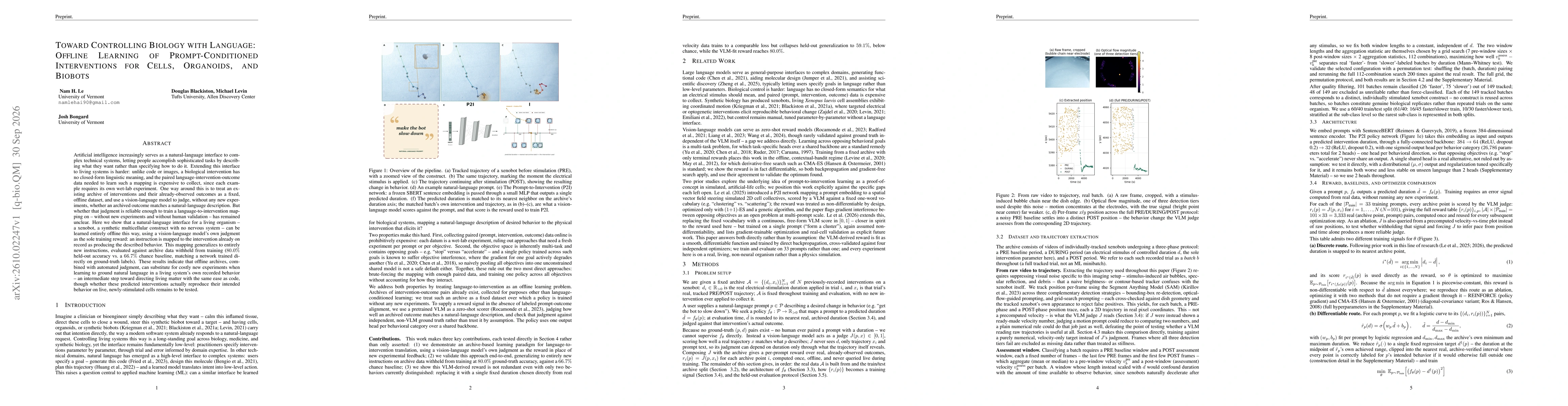 Thumbnail for Toward Controlling Biology with Language:Offline Learning of Prompt-Conditioned Interventions for Cells, Organoids, and Biobots