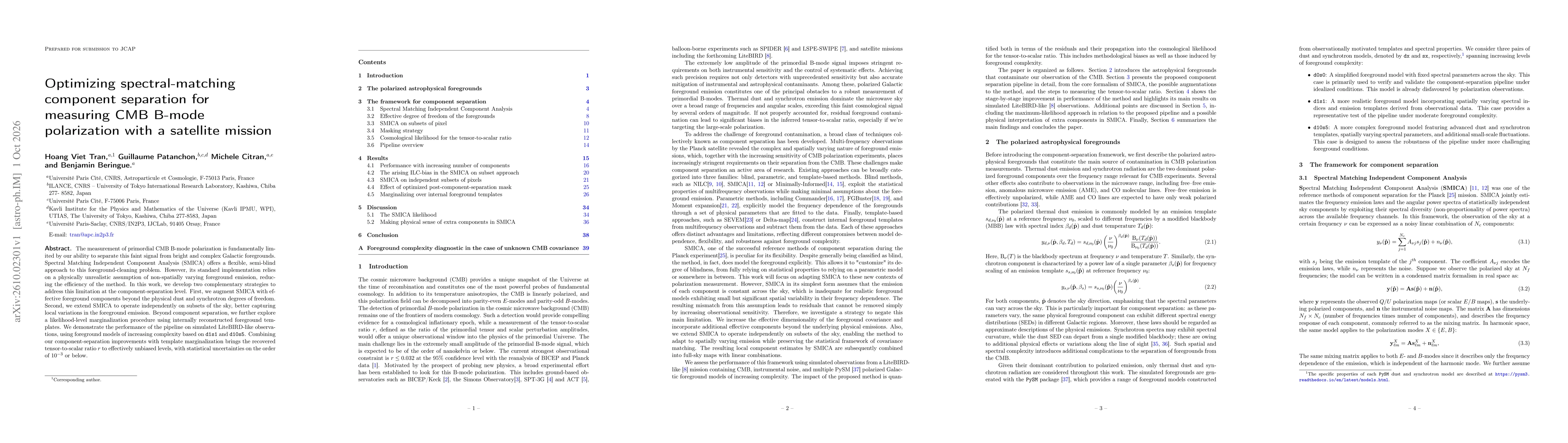 Thumbnail for Optimizing spectral-matching component separation for measuring CMB B-mode polarization with a satellite mission