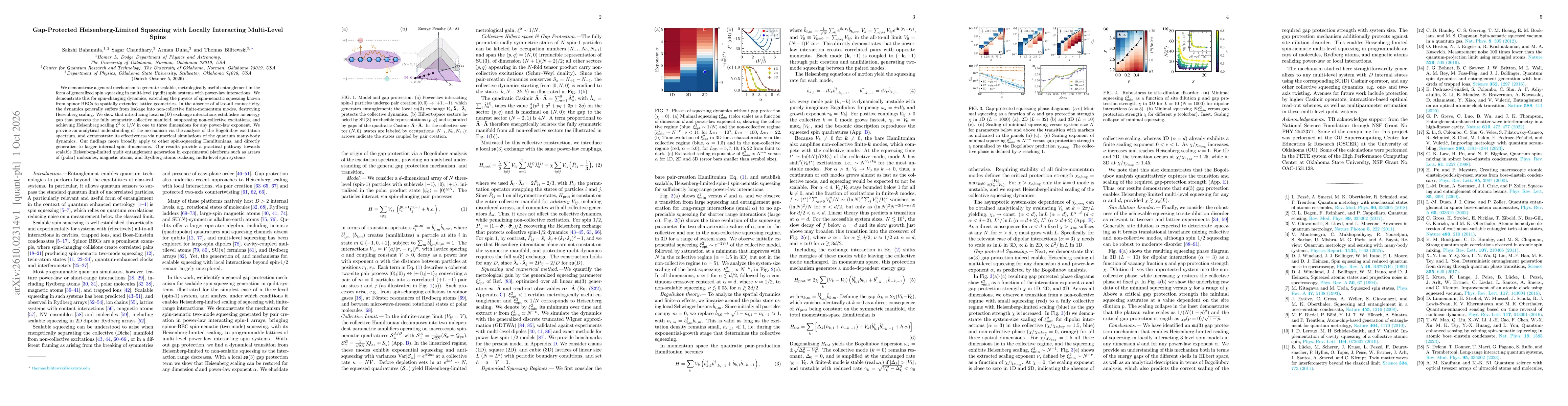Thumbnail for Gap-Protected Heisenberg-Limited Squeezing with Locally Interacting Multi-Level Spins