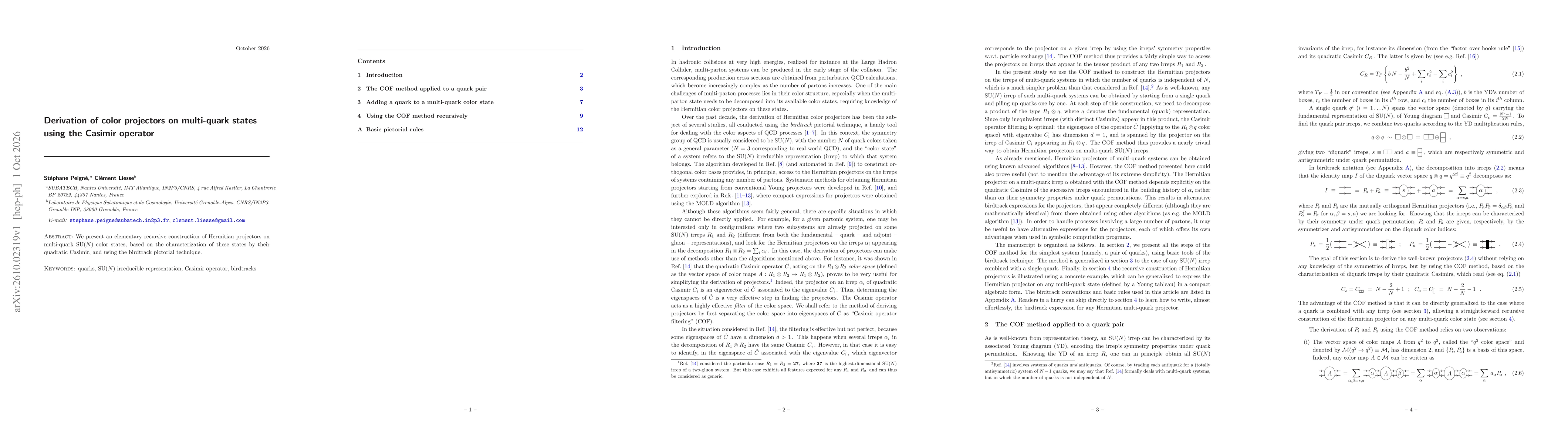 Thumbnail for Derivation of color projectors on multi-quark states using the Casimir operator