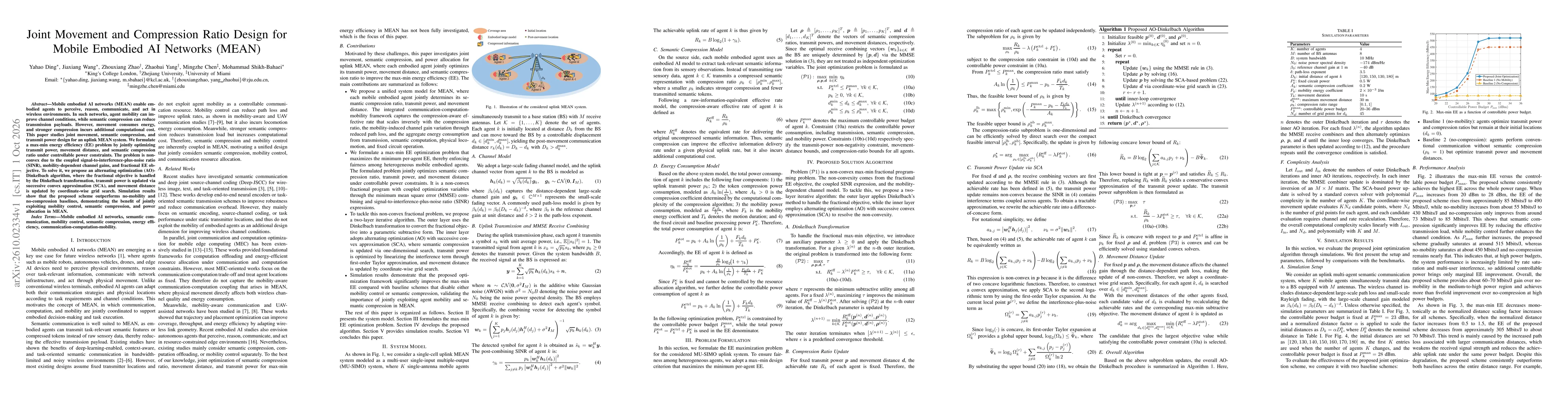 Thumbnail for Joint Movement and Compression Ratio Design for Mobile Embodied AI Networks (MEAN)