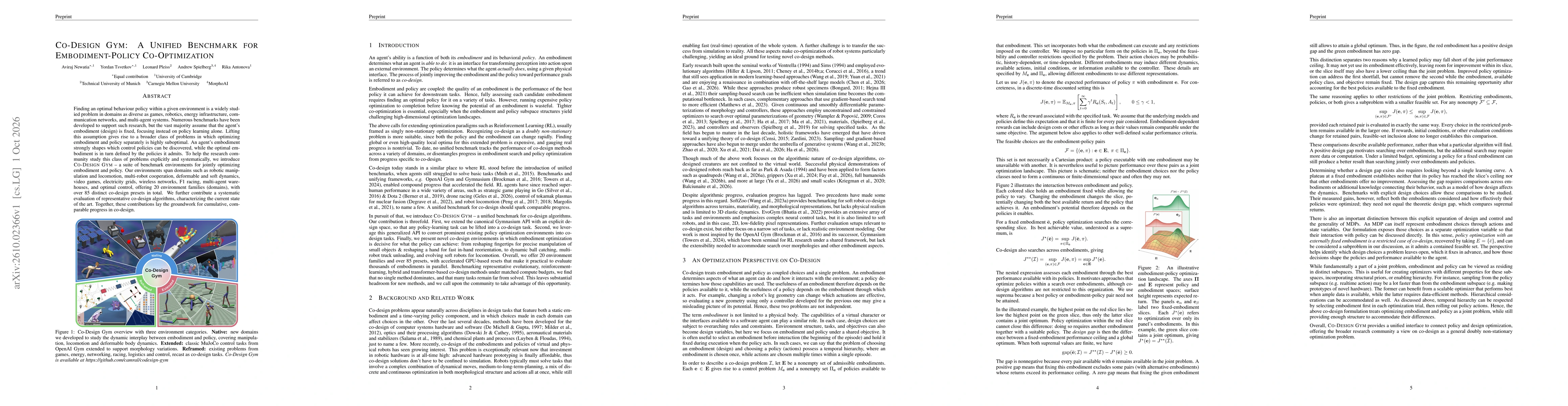 Thumbnail for Co-design Gym: A Unified Benchmark for Embodiment-Policy Co-optimization