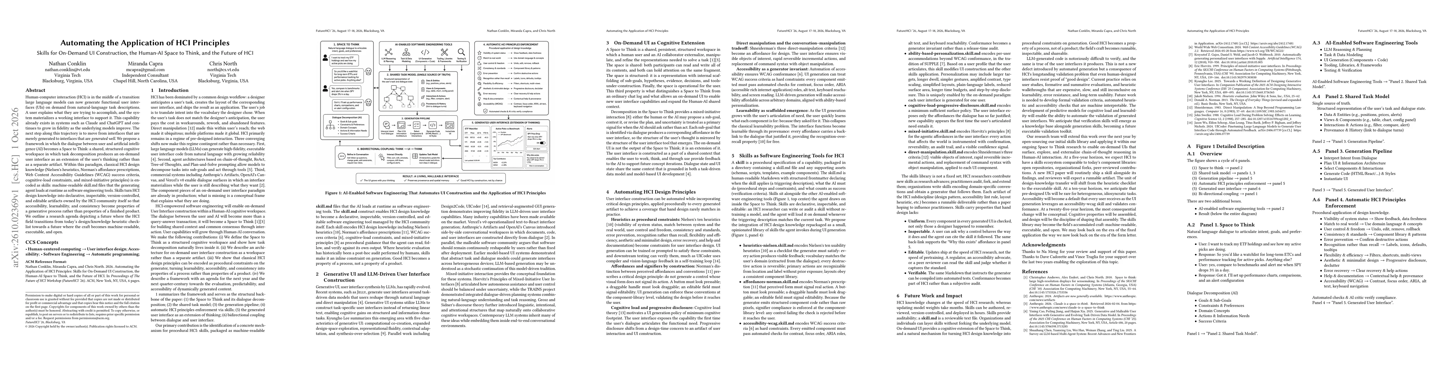 Thumbnail for Automating the Application of HCI Principles: Skills for On-Demand UI Construction, the Human-AI Space to Think, and the Future of HCI