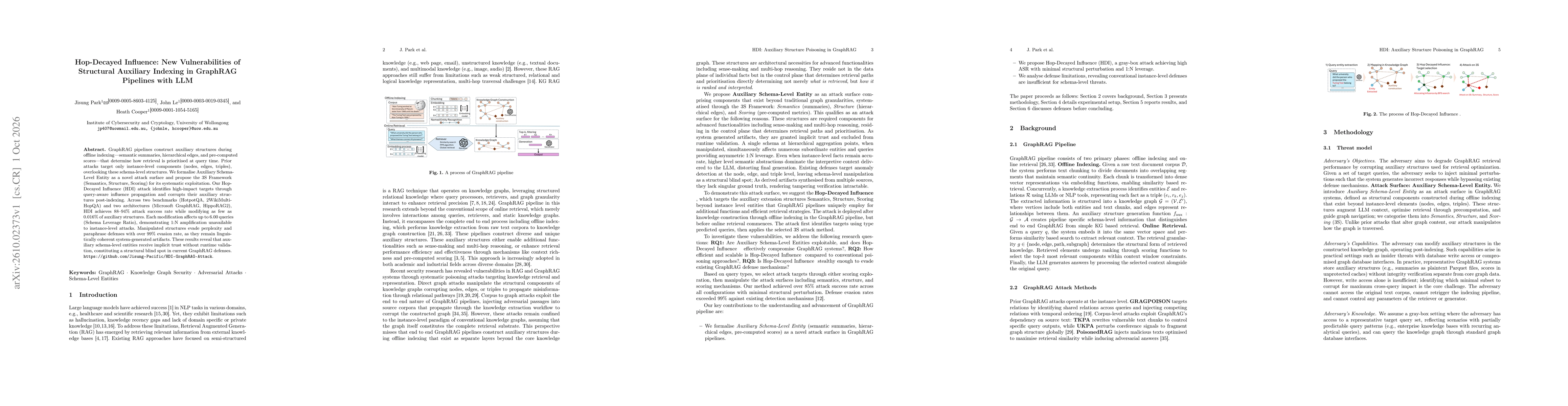 Thumbnail for Hop-Decayed Influence: New Vulnerabilities of Structural Auxiliary Indexing in GraphRAG Pipelines with LLM