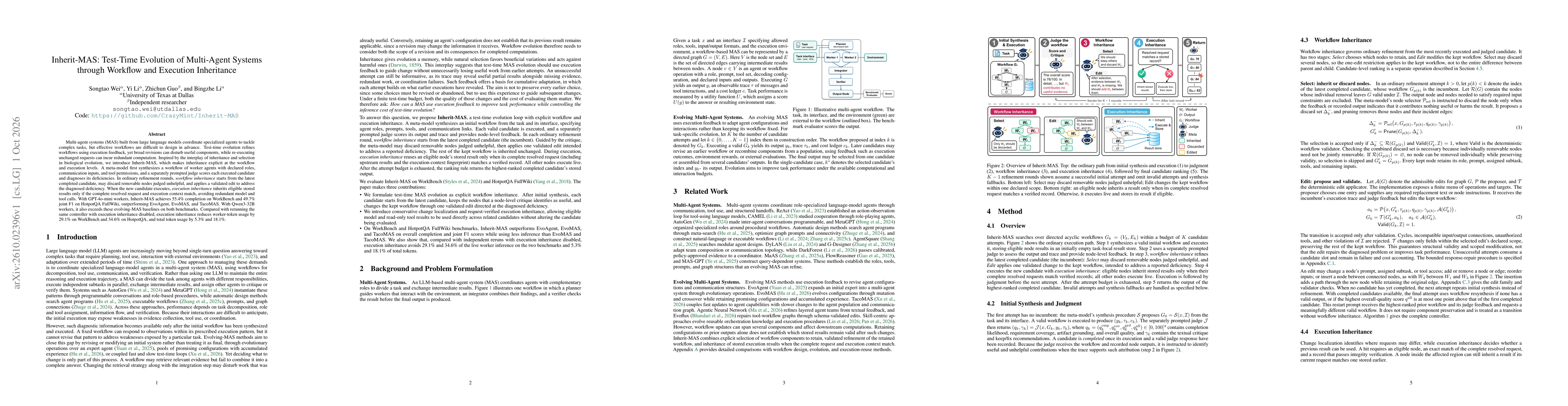 Thumbnail for Inherit-MAS: Test-Time Evolution of Multi-Agent Systems through Workflow and Execution Inheritance