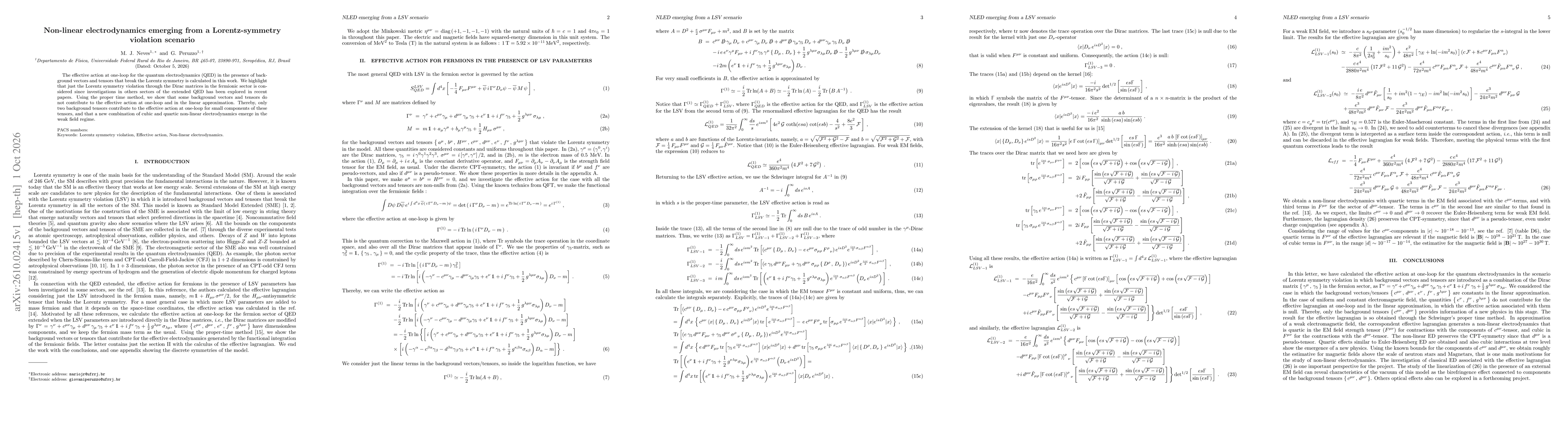 Thumbnail for Non-linear electrodynamics emerging from a Lorentz-symmetry violation scenario