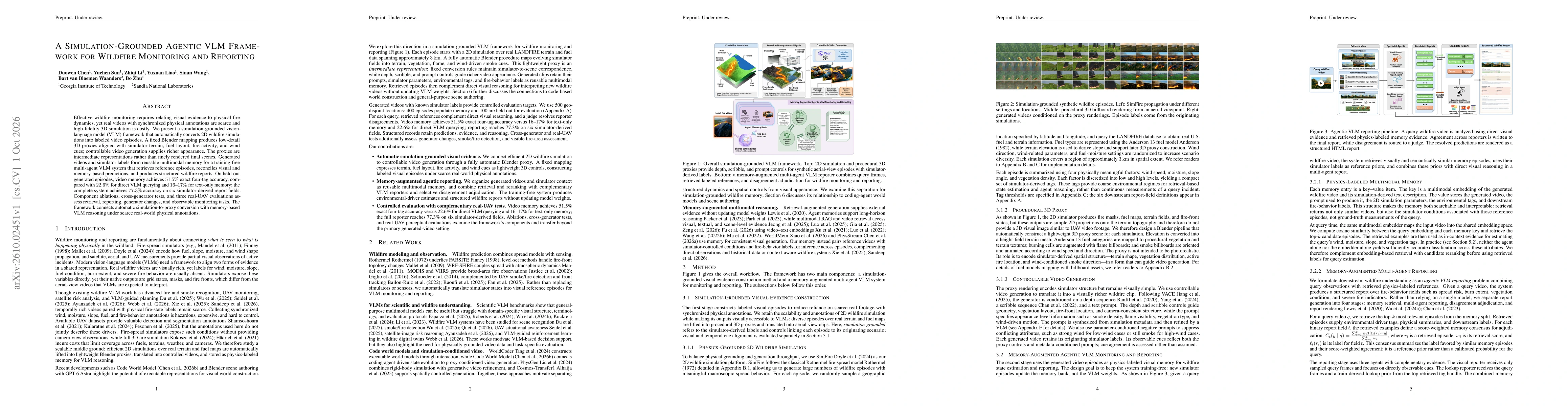 Thumbnail for A Simulation-Grounded Agentic VLM Framework for Wildfire Monitoring and Reporting