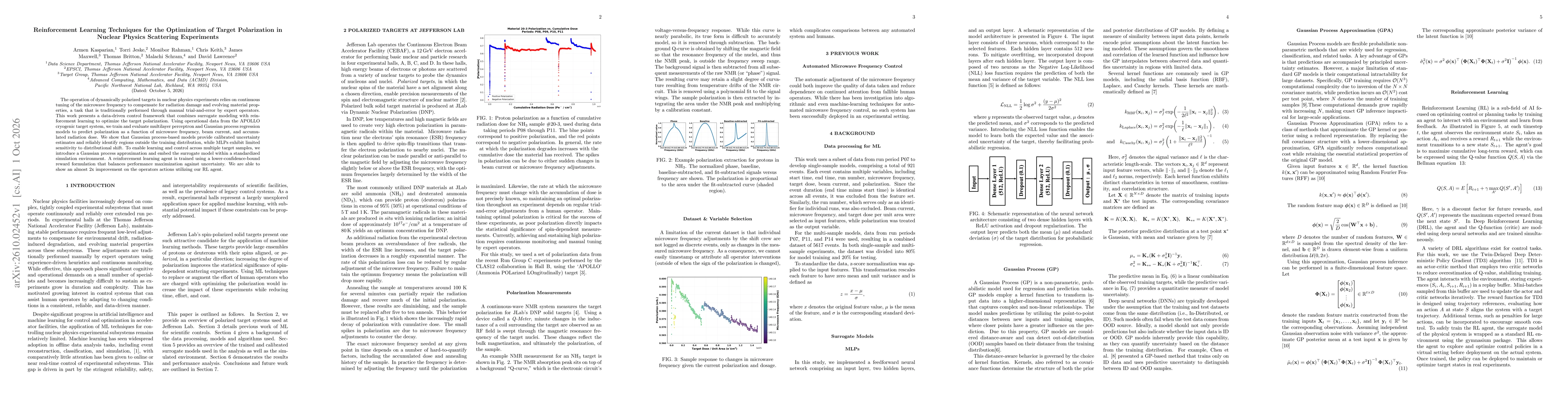 Thumbnail for Reinforcement Learning Techniques for the Optimization of Target Polarization in Nuclear Physics Scattering Experiments
