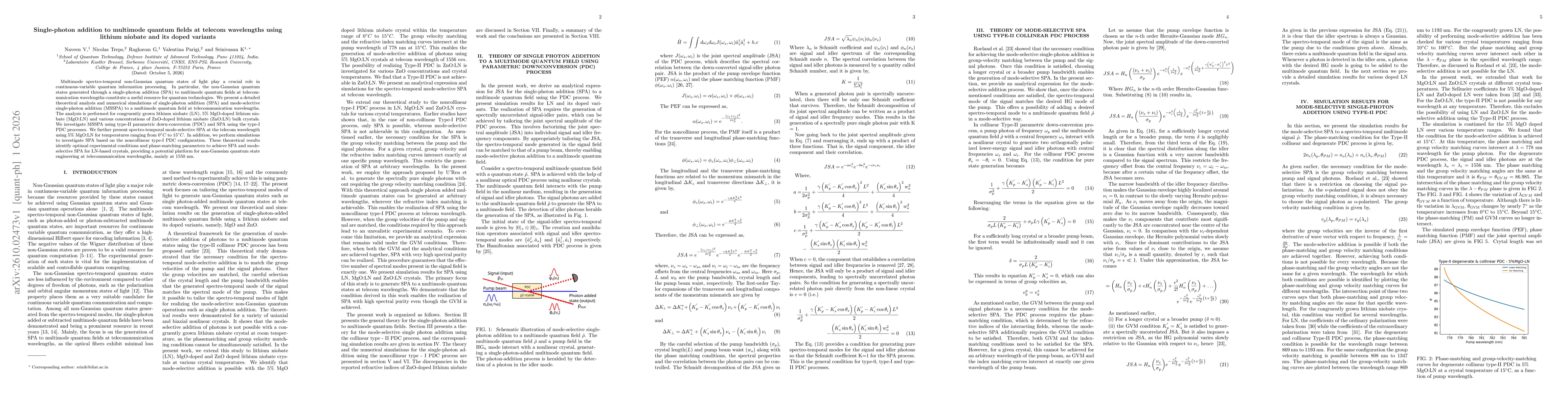 Thumbnail for Single-photon addition to multimode quantum fields at telecom wavelengths using lithium niobate and its doped variants