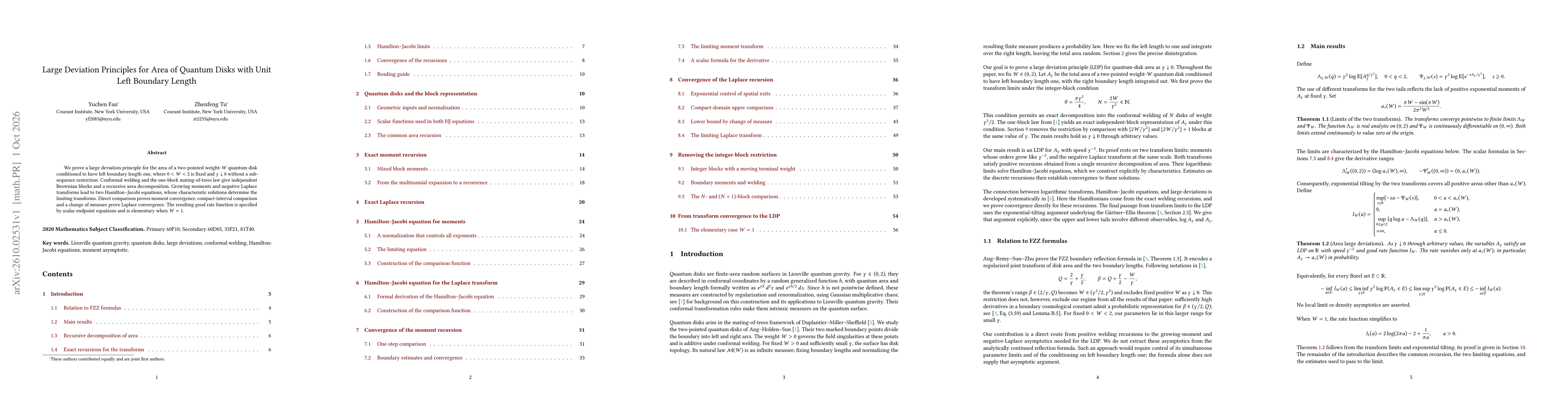 Thumbnail for Large Deviation Principles for Area of Quantum Disks with Unit Left Boundary Length