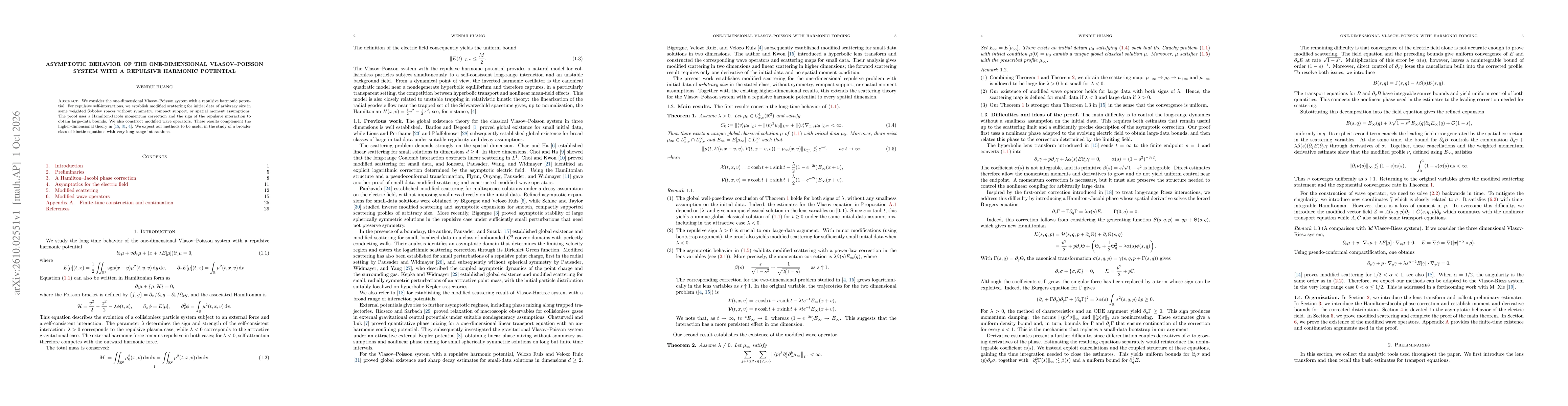 Thumbnail for Asymptotic behavior of the one-dimensional Vlasov--Poisson system with a repulsive harmonic potential