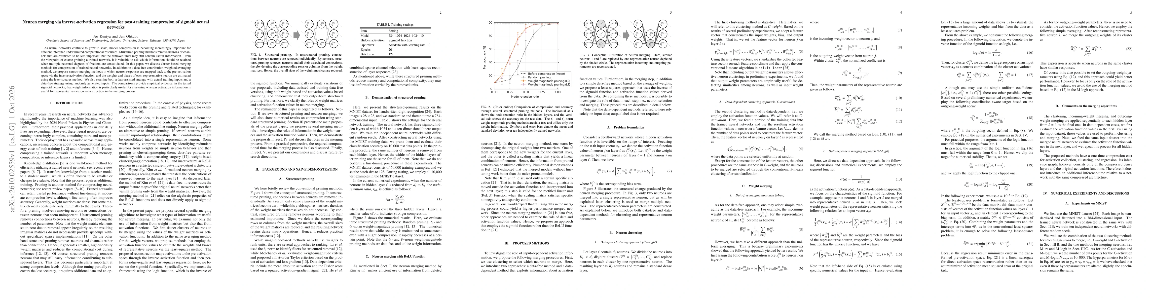 Thumbnail for Neuron merging via inverse-activation regression for post-training compression of sigmoid neural networks
