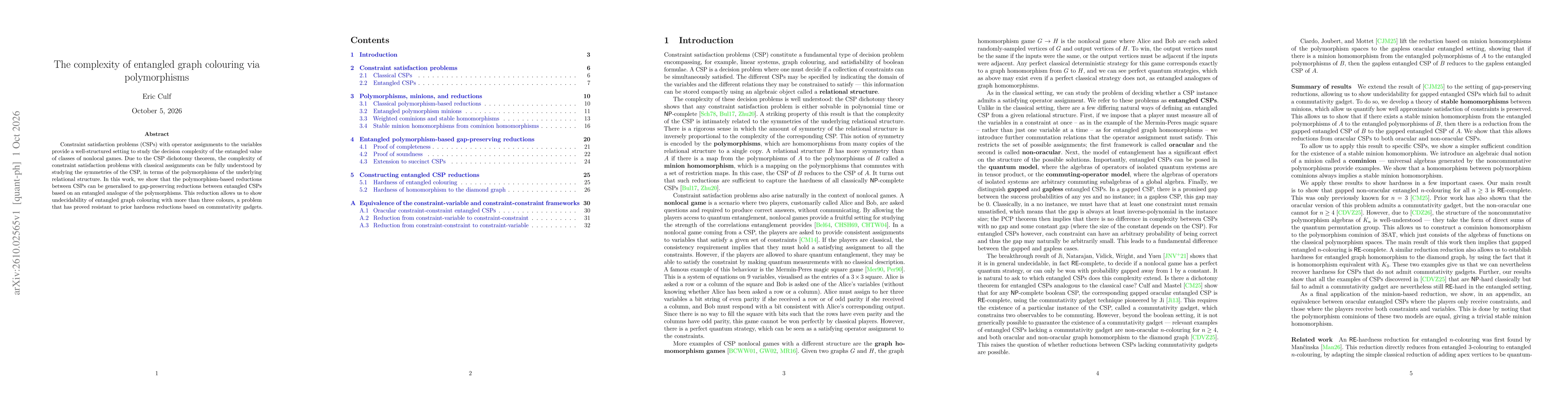 Thumbnail for The complexity of entangled graph colouring via polymorphisms