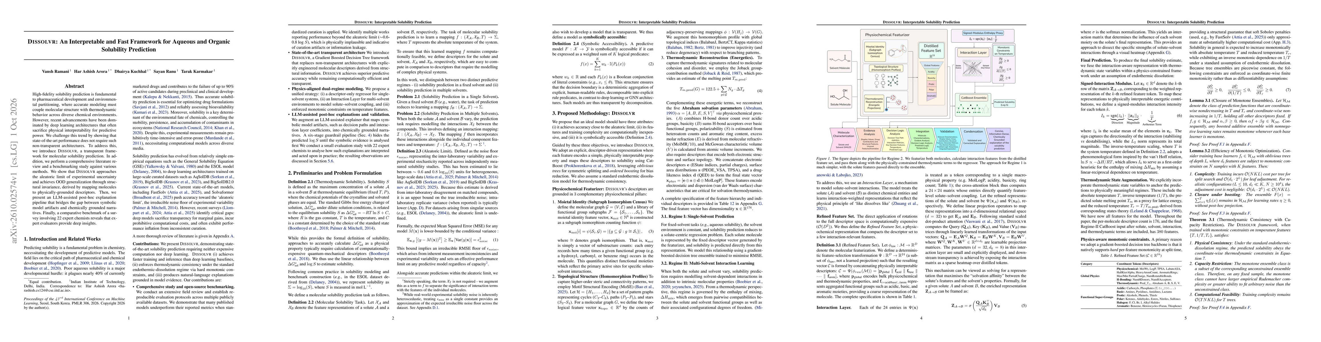 Thumbnail for DISSOLVR: An Interpretable and Fast Framework for Aqueous and Organic Solubility Prediction