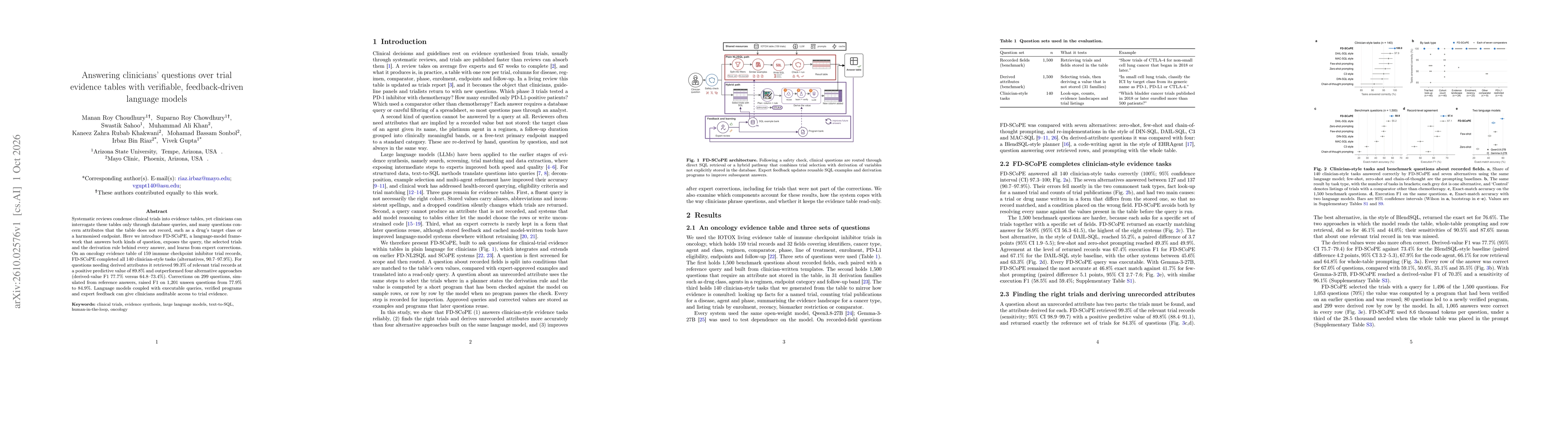 Thumbnail for Answering clinicians' questions over trial evidence tables with verifiable, feedback-driven language models