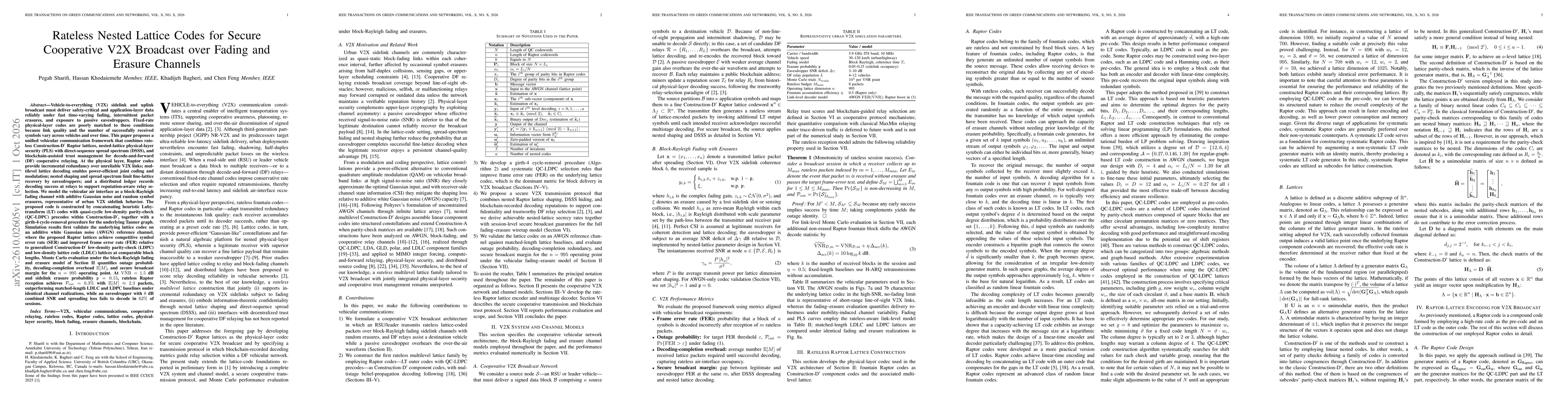 Thumbnail for Rateless Nested Lattice Codes for Secure Cooperative V2X Broadcast over Fading and Erasure Channels