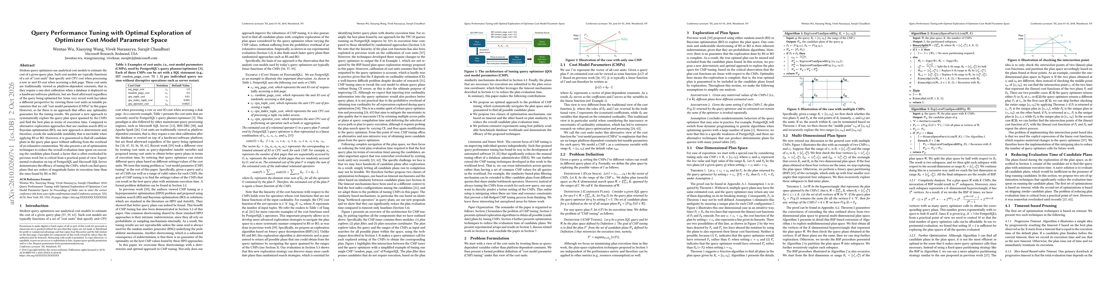 Thumbnail for Query Performance Tuning with Optimal Exploration of Optimizer Cost Model Parameter Space