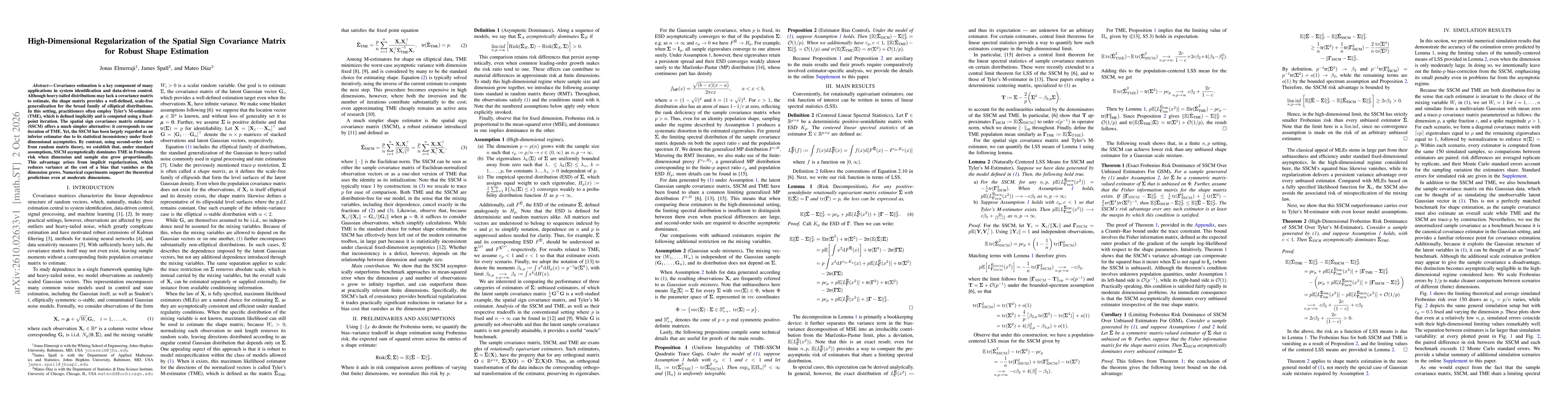 Thumbnail for High-Dimensional Regularization of the Spatial Sign Covariance Matrix for Robust Shape Estimation