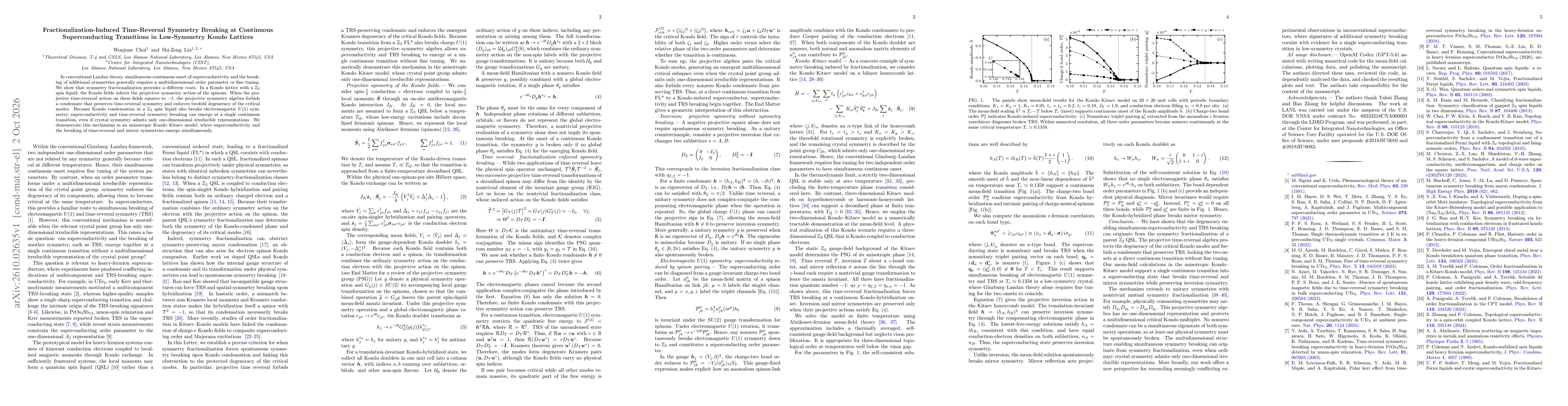 Thumbnail for Fractionalization-Induced Time-Reversal Symmetry Breaking at Continuous Superconducting Transitions in Low-Symmetry Kondo Lattices
