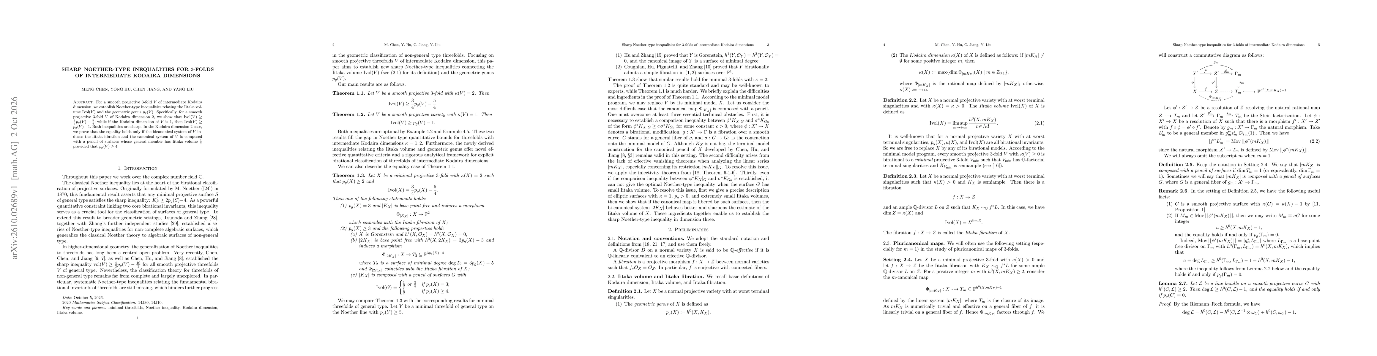 Thumbnail for Sharp Noether-type inequalities for $3$-folds of intermediate Kodaira dimensions
