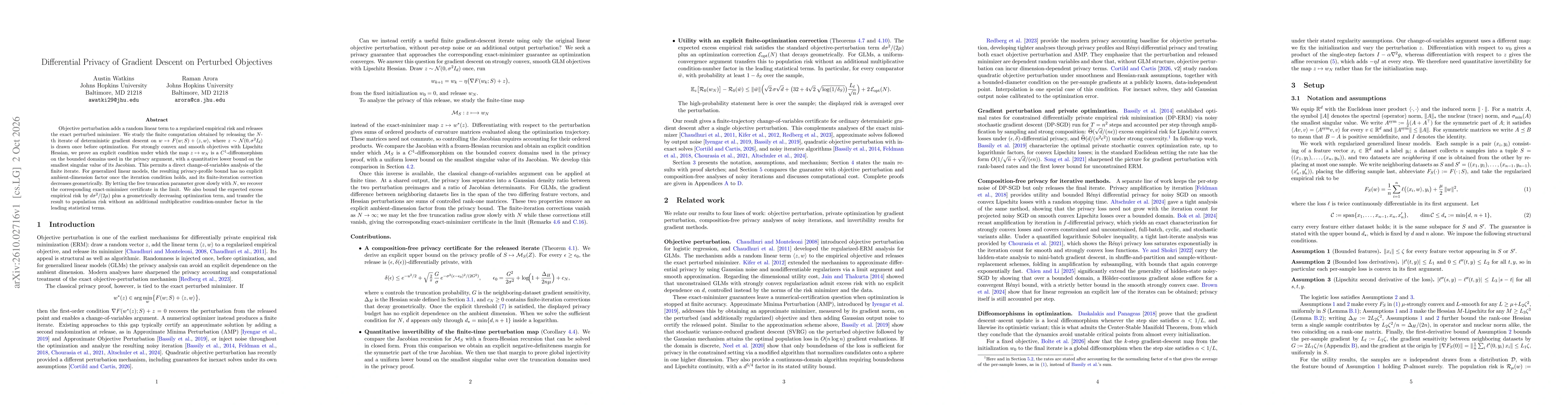 Thumbnail for Differential Privacy of Gradient Descent on Perturbed Objectives