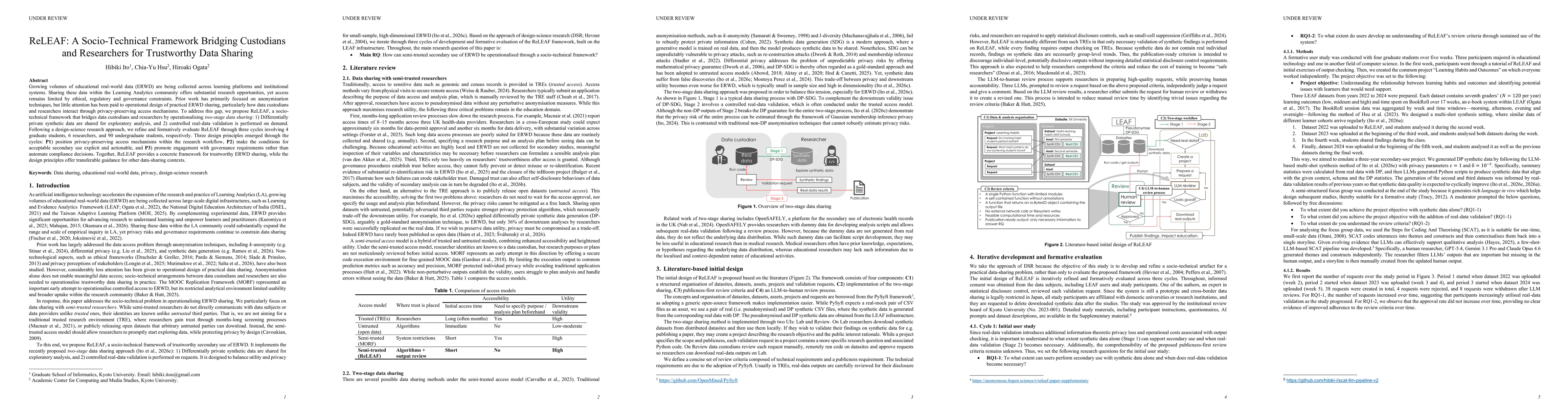 Thumbnail for ReLEAF: A Socio-Technical Framework Bridging Custodians and Researchers for Trustworthy Data Sharing