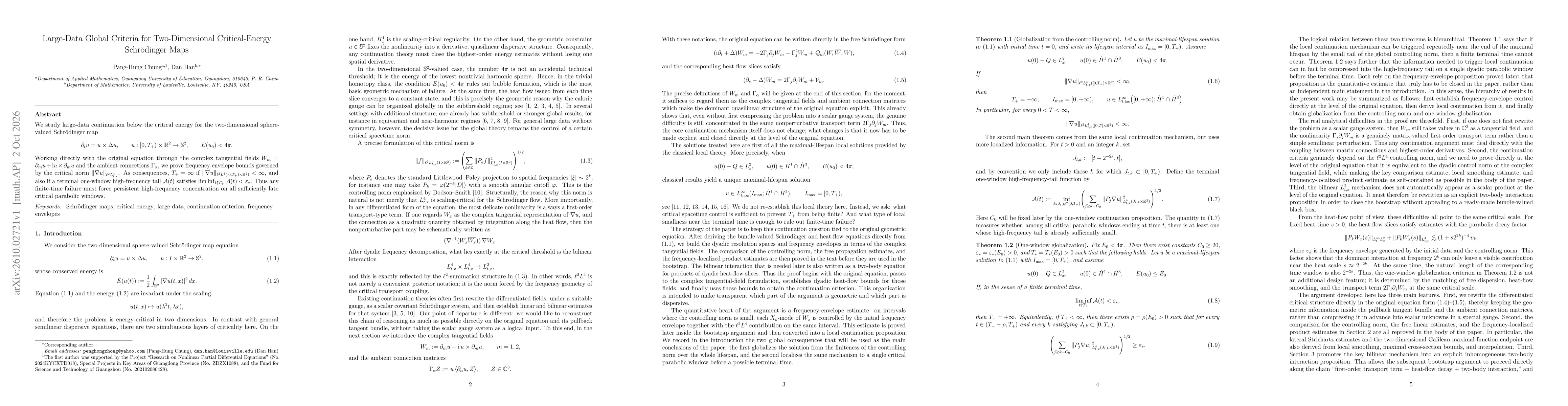Thumbnail for Large-Data Global Criteria for Two-Dimensional Critical-Energy Schrödinger Maps