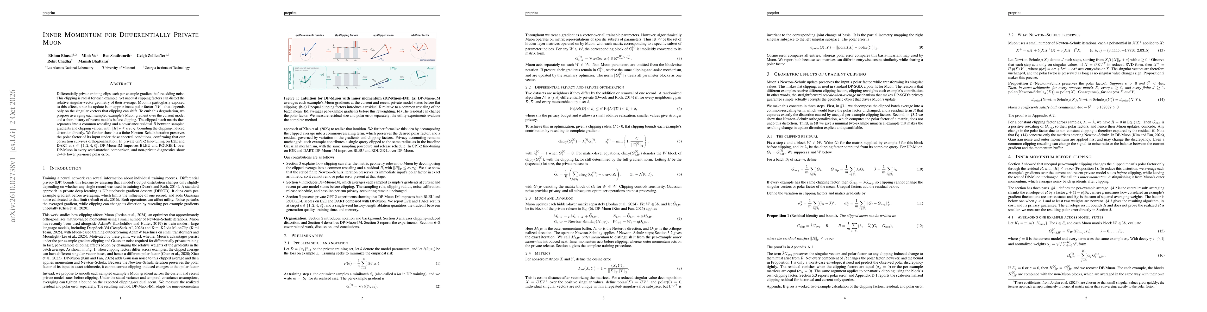 Thumbnail for Inner Momentum for Differentially Private Muon