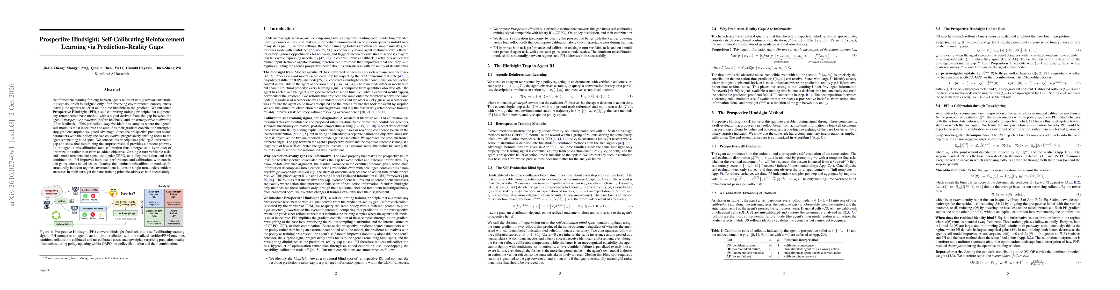 Thumbnail for Prospective Hindsight: Self-Calibrating Reinforcement Learning via Prediction-Reality Gaps