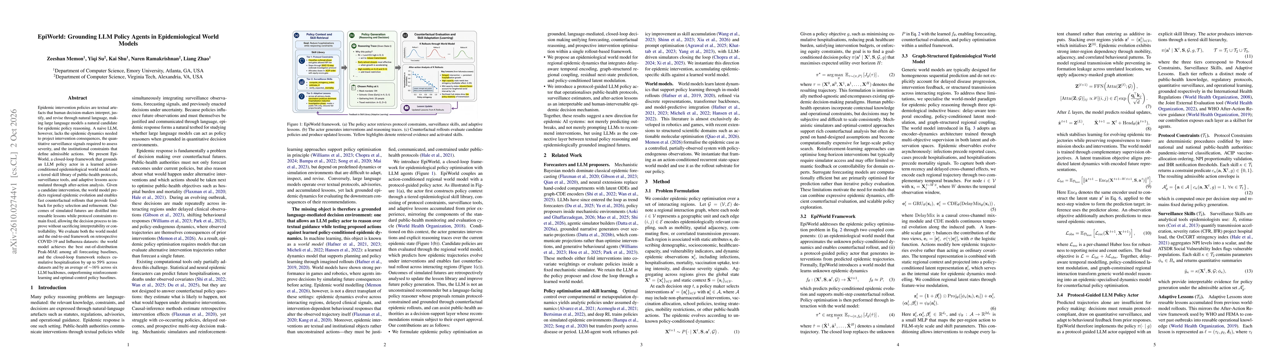 Thumbnail for EpiWorld: Grounding LLM Policy Agents in Epidemiological World Models