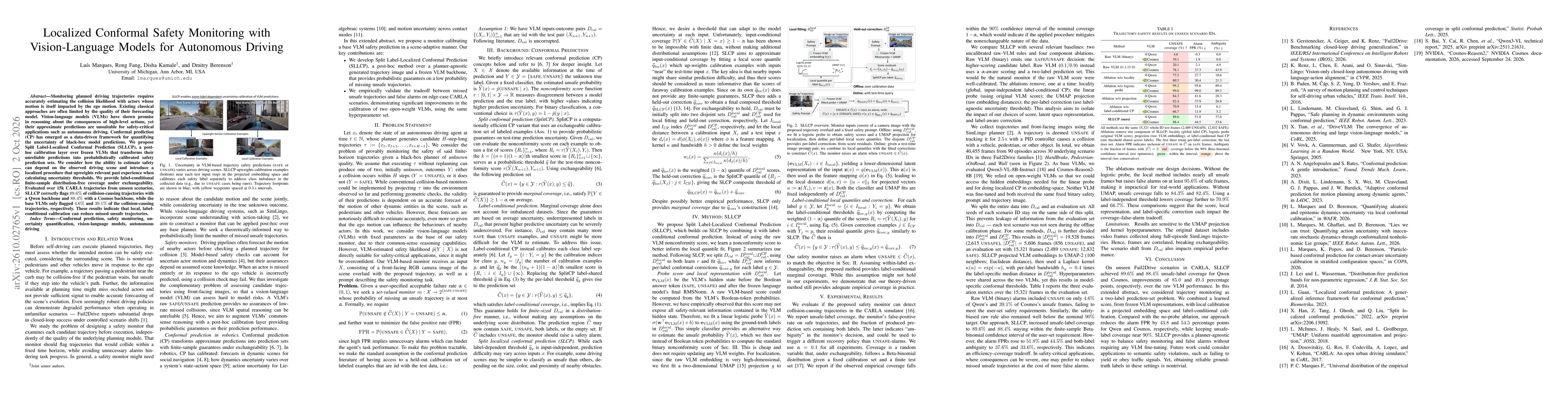 Thumbnail for Localized Conformal Safety Monitoring with Vision-Language Models for Autonomous Driving