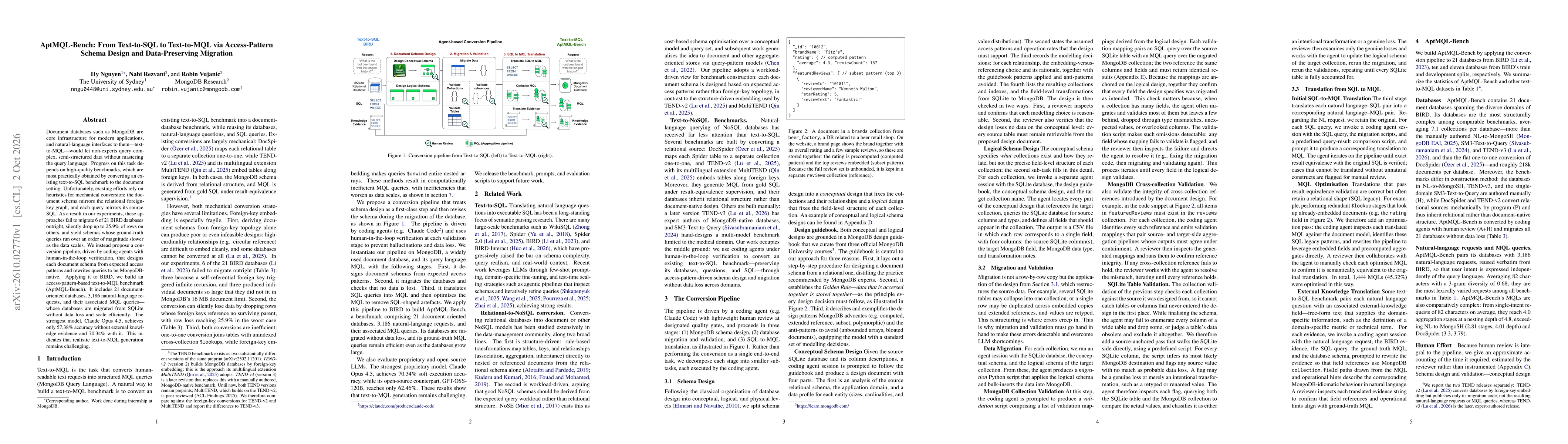 Thumbnail for AptMQL-Bench: From Text-to-SQL to Text-to-MQL via Access-Pattern Schema Design and Data-Preserving Migration