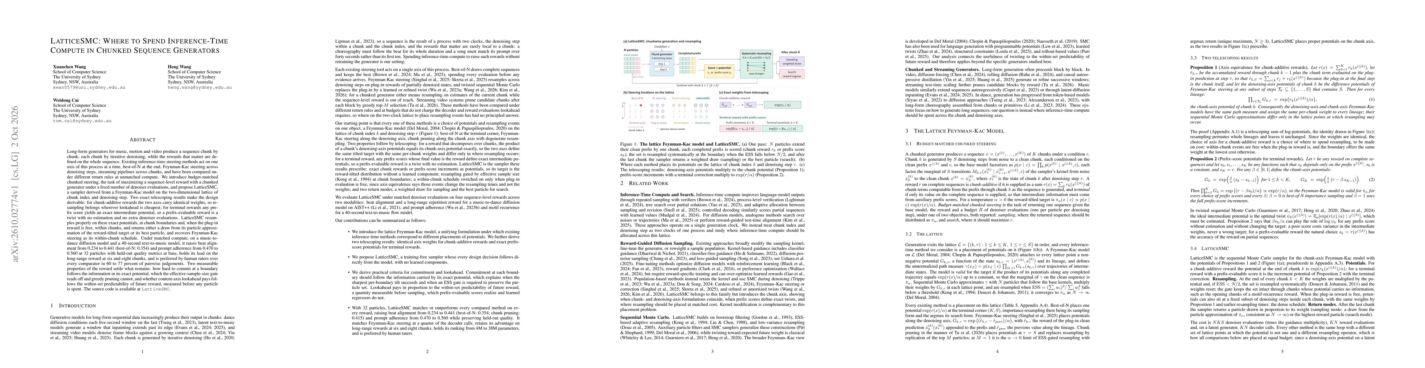 Thumbnail for LatticeSMC: Where to Spend Inference-Time Compute in Chunked Sequence Generators