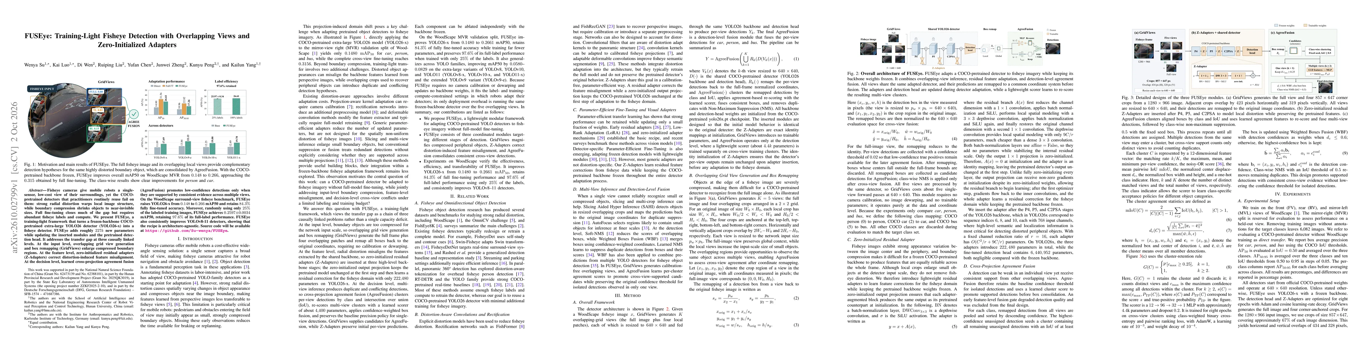 Thumbnail for FUSEye: Training-Light Fisheye Detection with Overlapping Views and Zero-Initialized Adapters