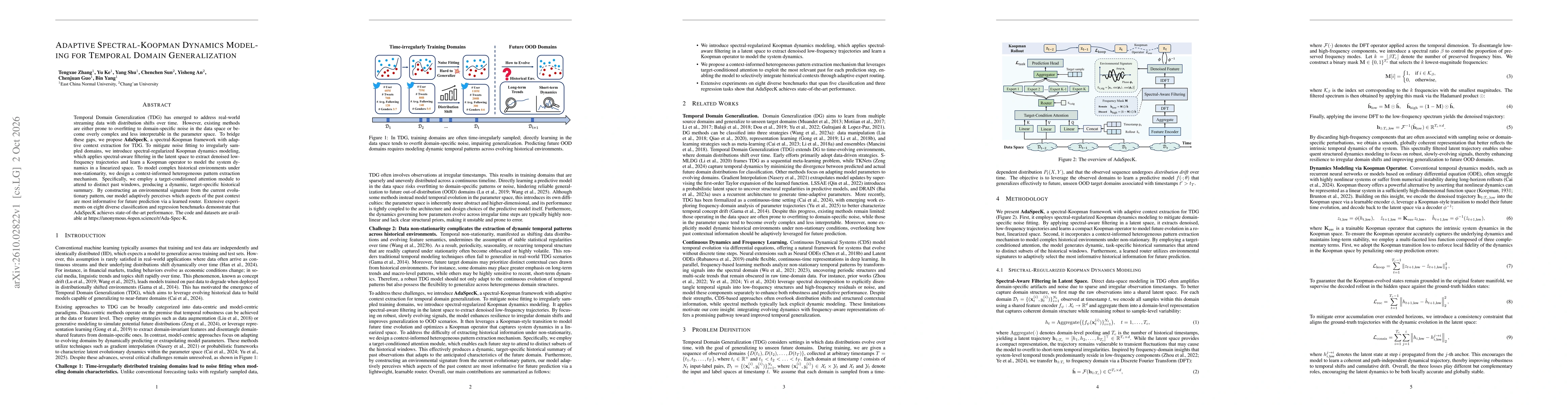 Thumbnail for Adaptive Spectral-Koopman Dynamics Modeling for Temporal Domain Generalization
